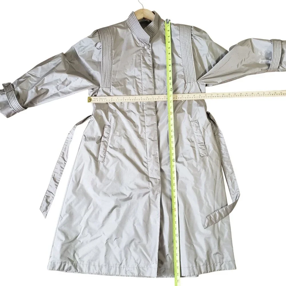 Vintage British Mist Womens Beige Trench Coat Size‎ 12 Belted Timeless Classic